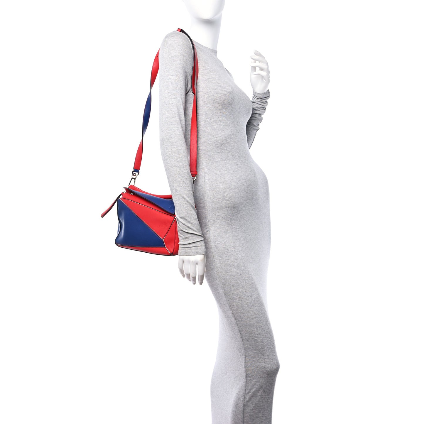 Calfskin Small Puzzle Bag Red Blue