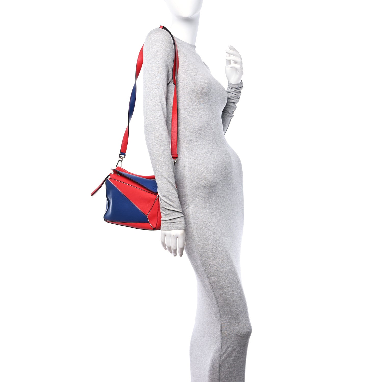 Loewe Calfskin Small Puzzle Bag Red Blue 2 of 10