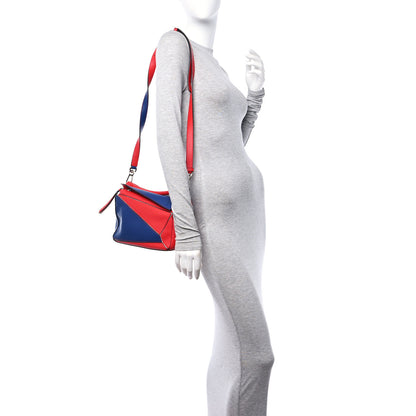 Loewe Calfskin Small Puzzle Bag Red Blue 2 of 10