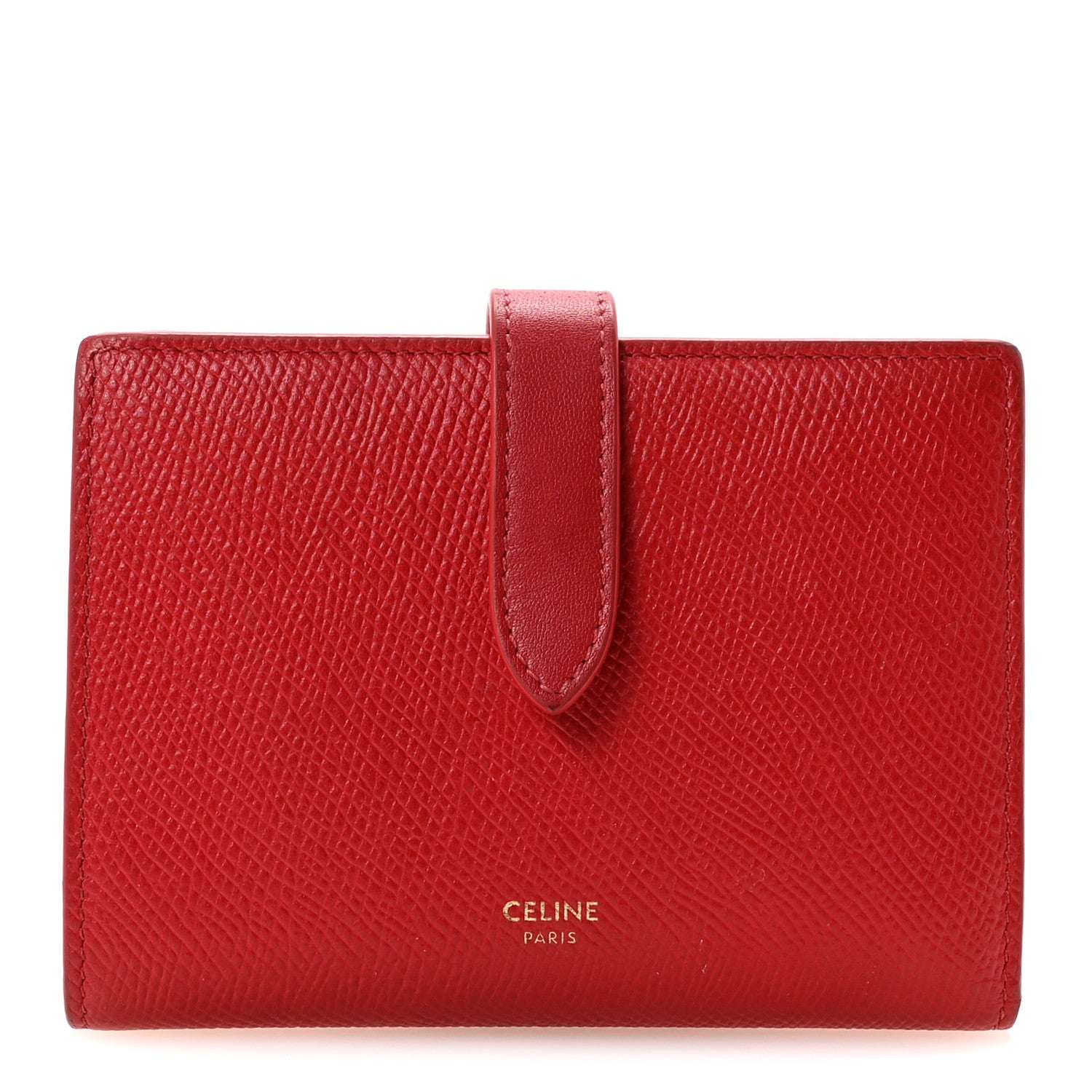Celine Grained Calfskin Medium Multifunction Strap Wallet Coquelicot 1 of 8