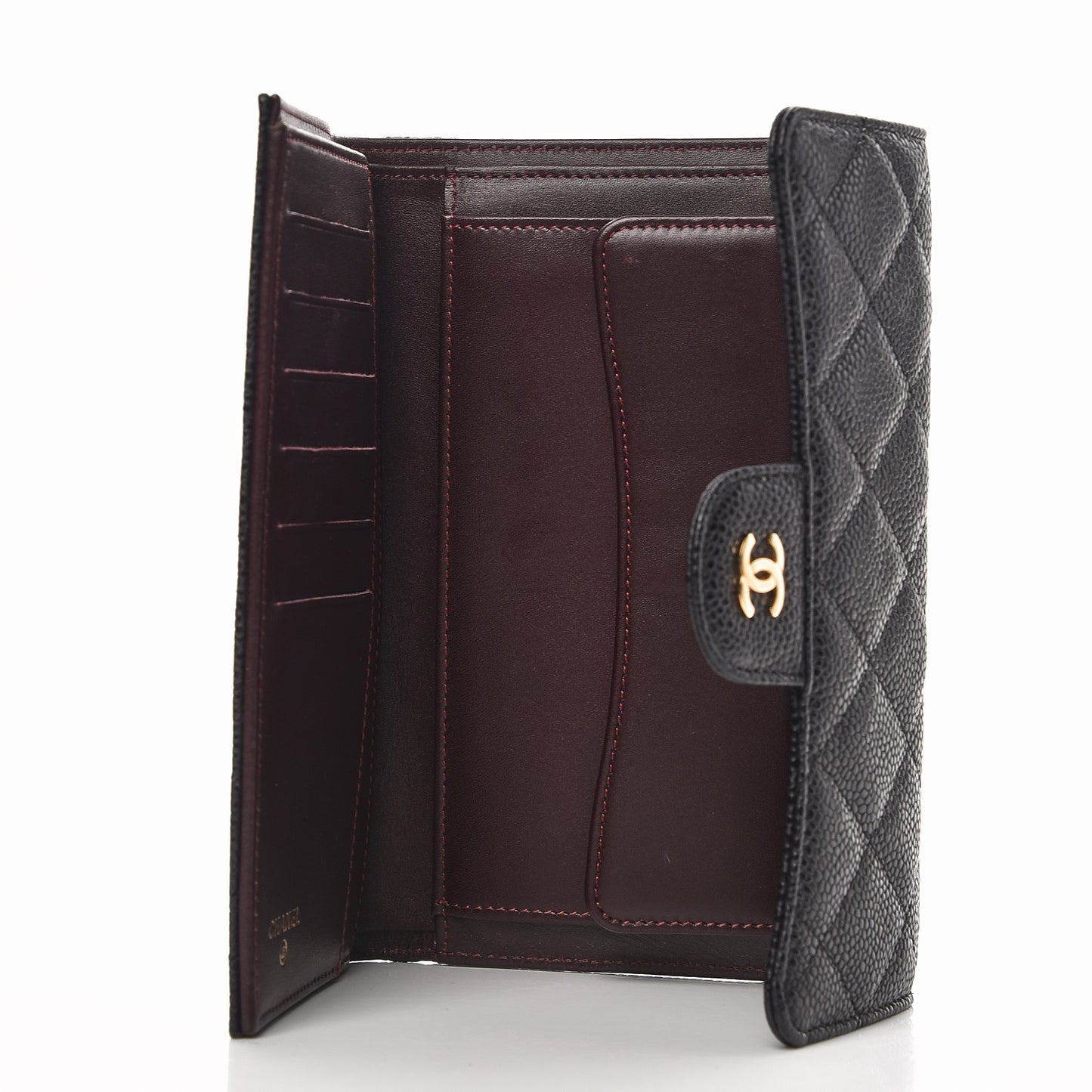 Caviar Quilted Large Flap Wallet Black
