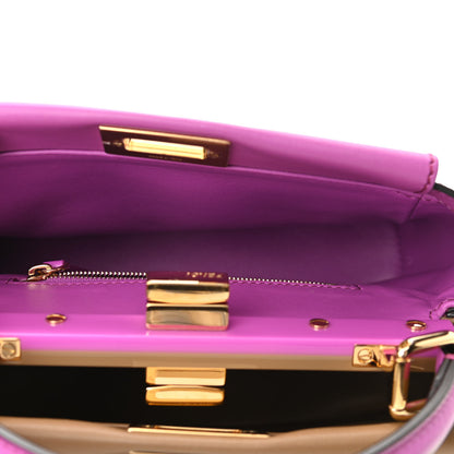 Fendi Vitello Seta Nappa Plexiglass Bi-Color Mini Peekaboo Iconic Satchel Bouganville Sand 5 of 10