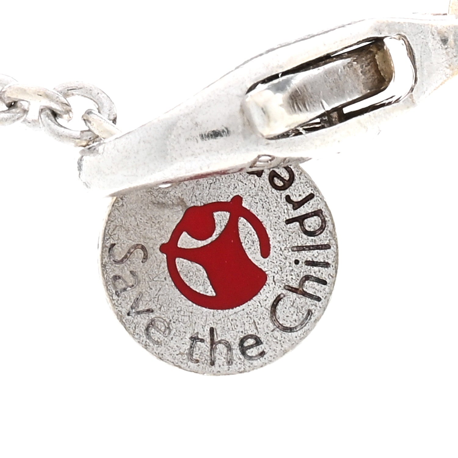 Bulgari Sterling Silver Ceramic Save The Children Pendant Necklace 4 of 5