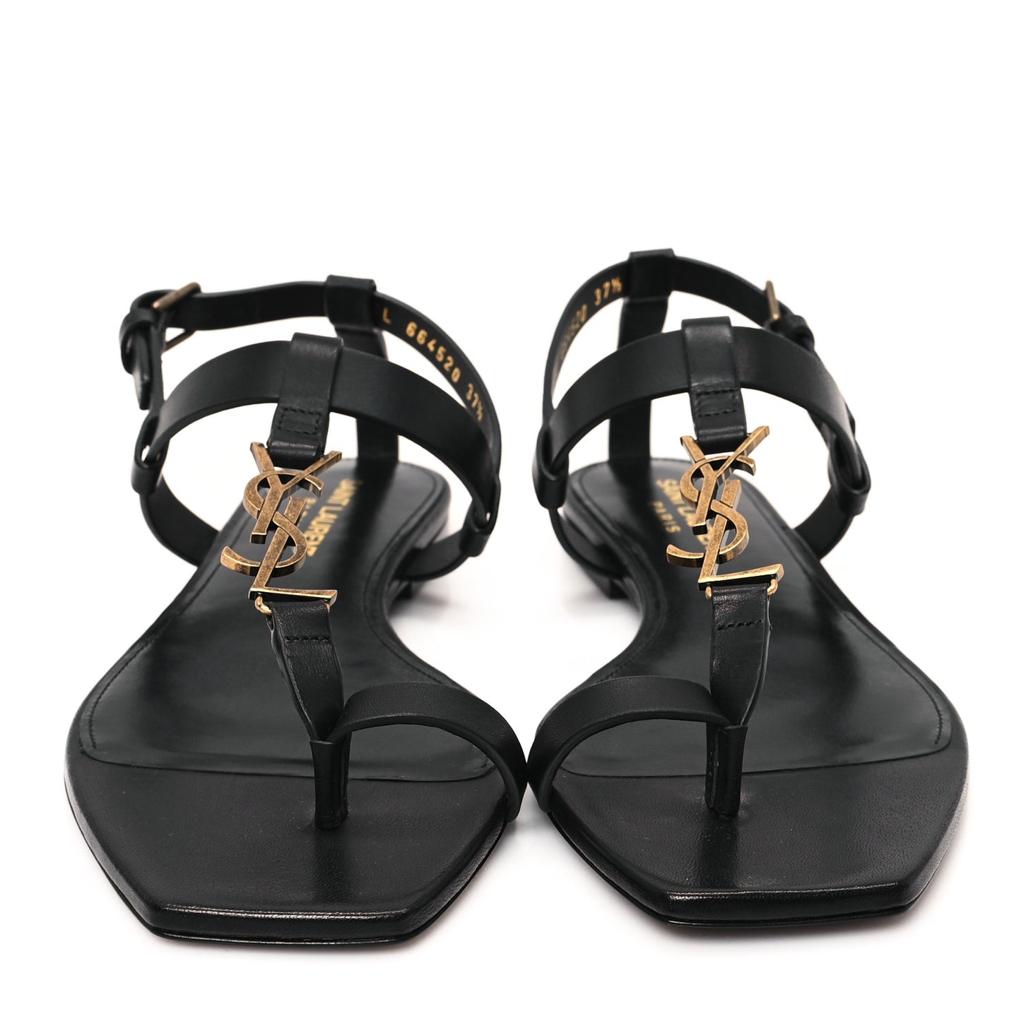 Calfskin Cassandra Monogram Sandals 37.5 Black