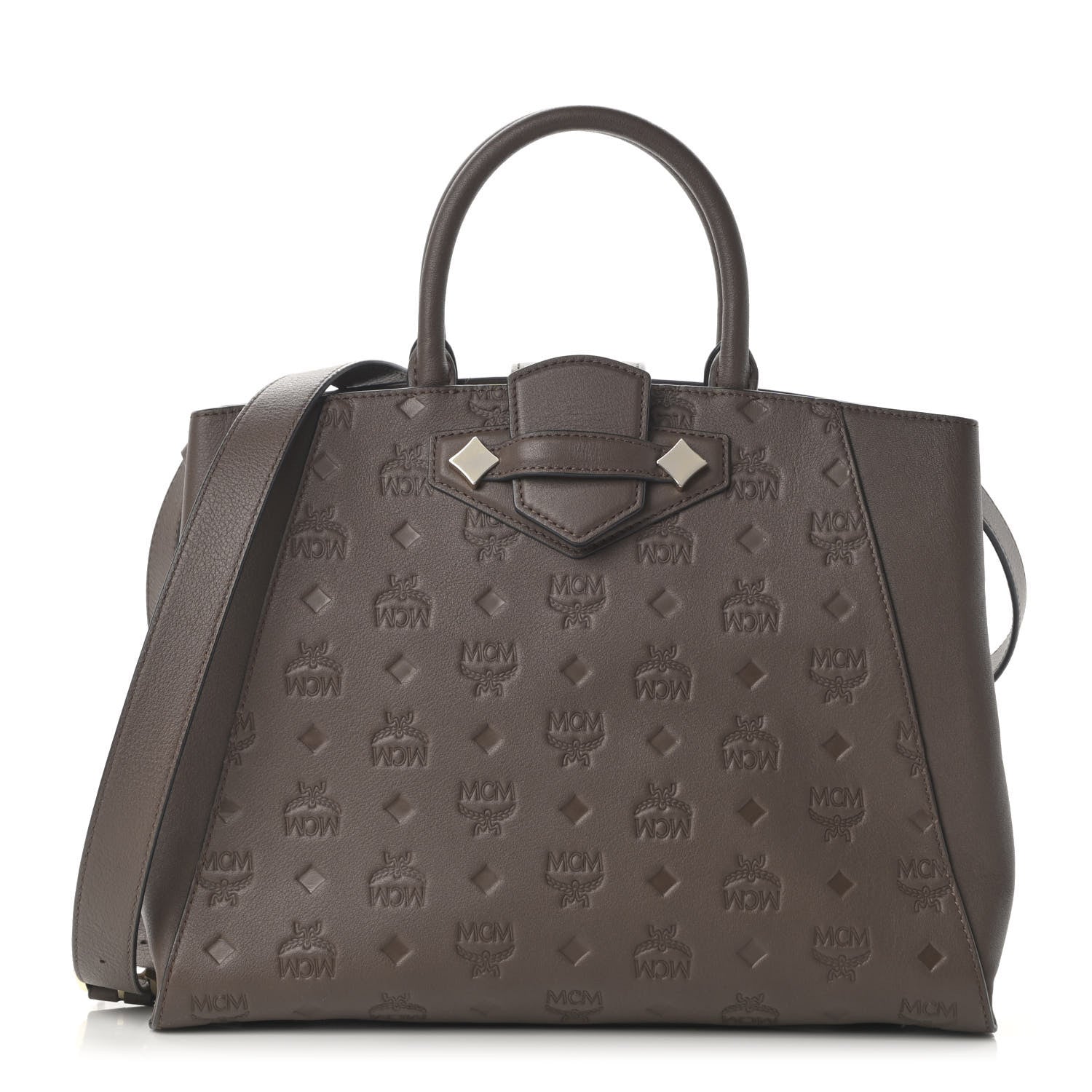 MCM Calfskin Ottomar Monogram Medium Essential Tote Chestnut 1 of 16