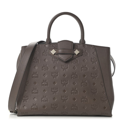 MCM Calfskin Ottomar Monogram Medium Essential Tote Chestnut 1 of 16