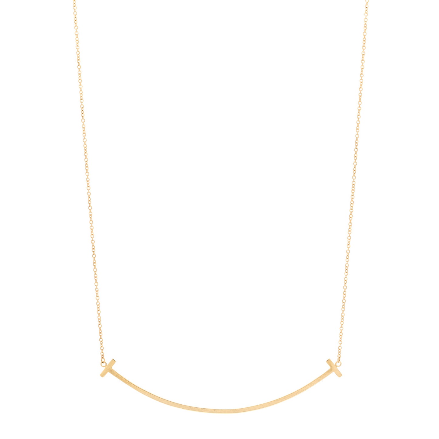 18K Yellow Gold Large T Smile Pendant Necklace