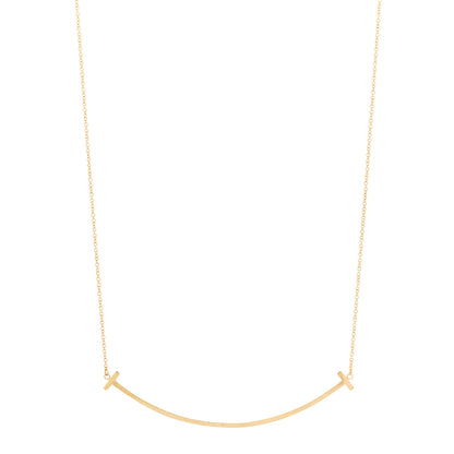 Tiffany 18K Yellow Gold Large T Smile Pendant Necklace 1 of 4
