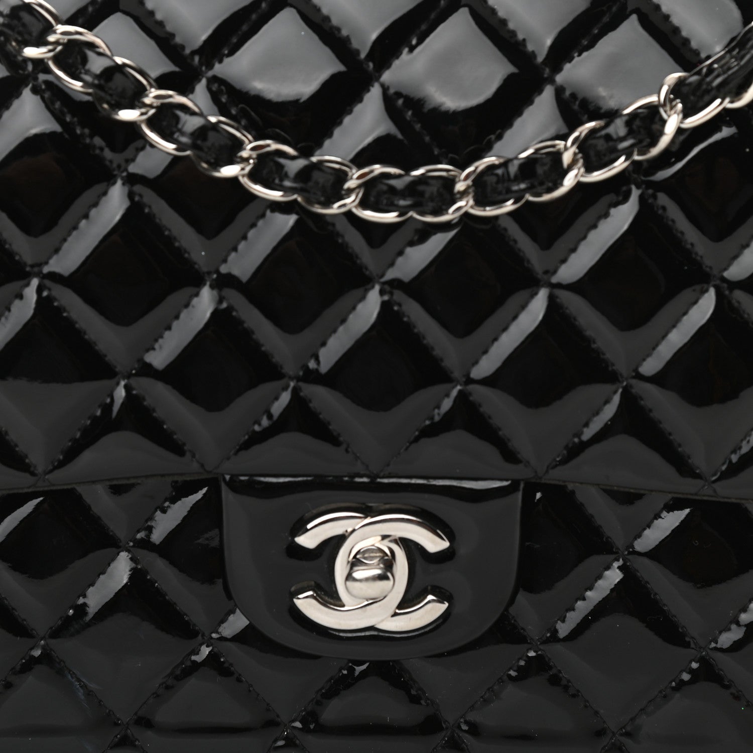 Chanel Patent Quilted Medium Double Flap Black 17 of 17