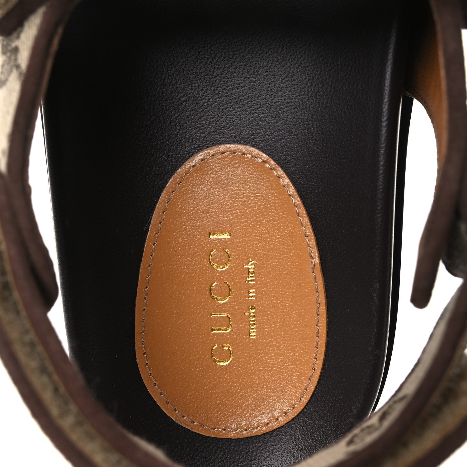 Gucci GG Monogram Lavaredo Eco Fabric Womens Slide Sandals With Straps 37 Beige Ebony Light Brown 9 of 11