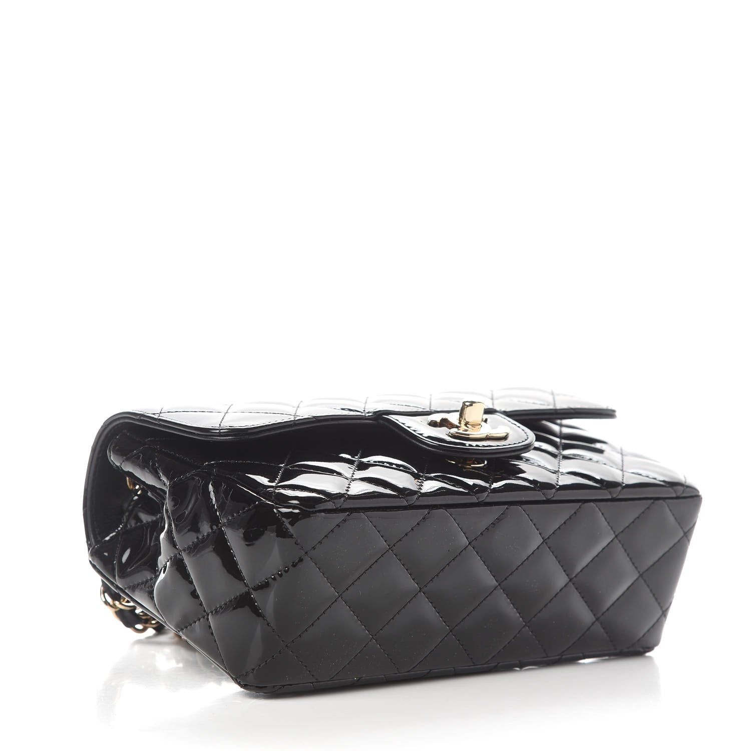 Chanel Patent Calfskin Quilted Mini Rectangular Flap Black 3 of 9