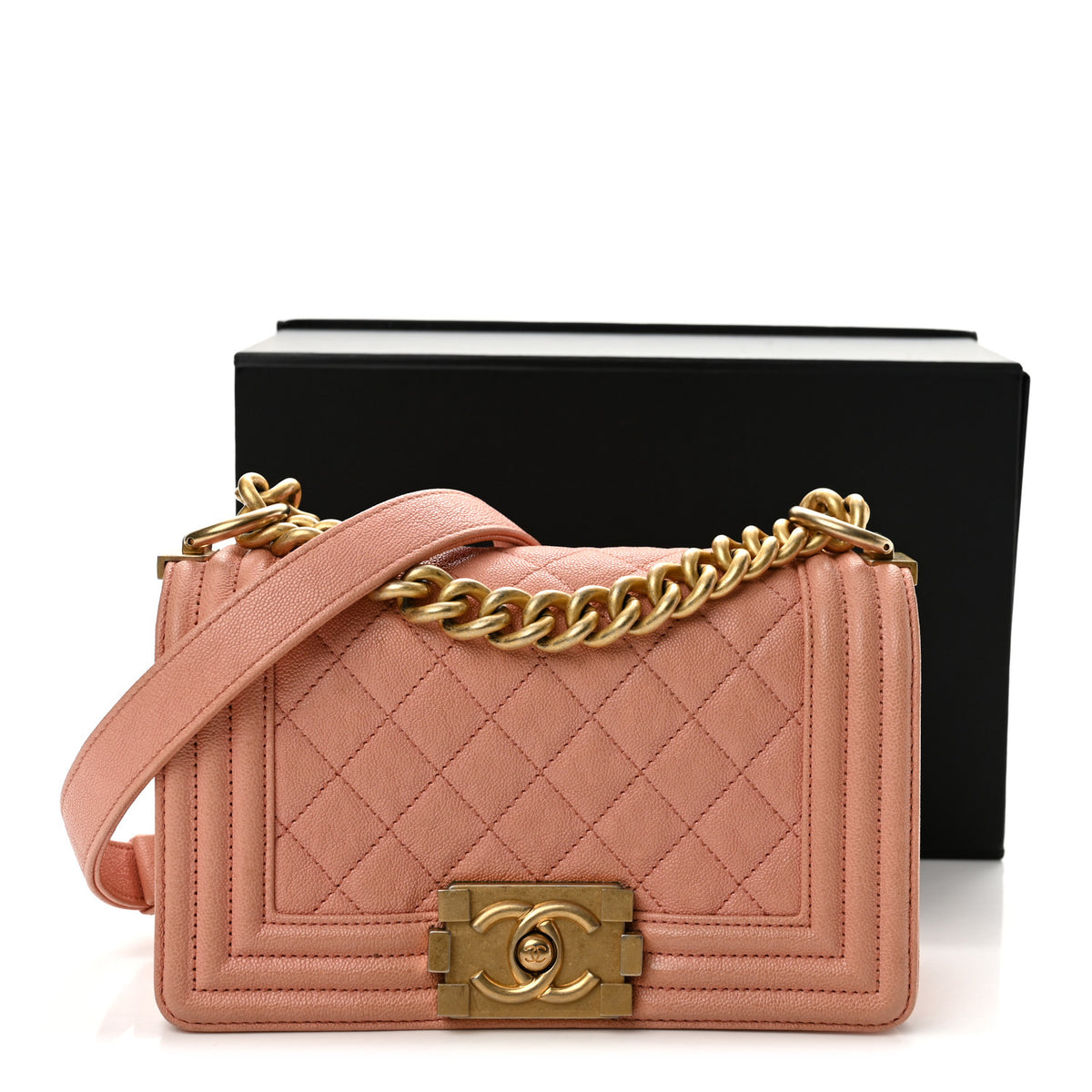 Caviar Quilted Small Boy Flap Pink