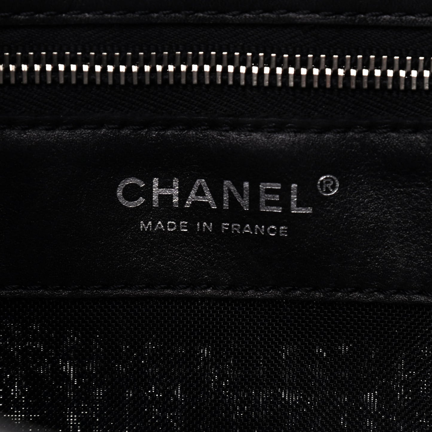Calfskin Mesh Hidden Sequin CC Tote Black