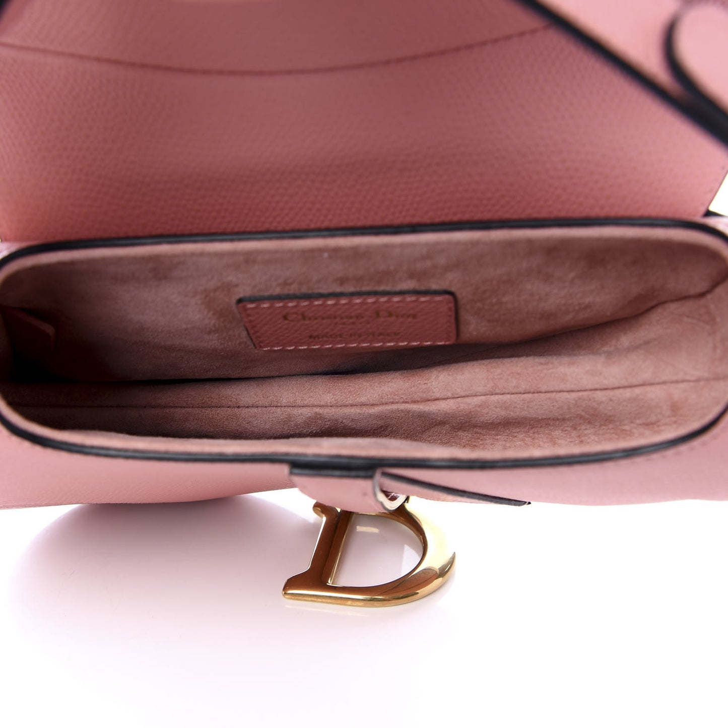 Grained Calfskin Mini Saddle Bag Pink