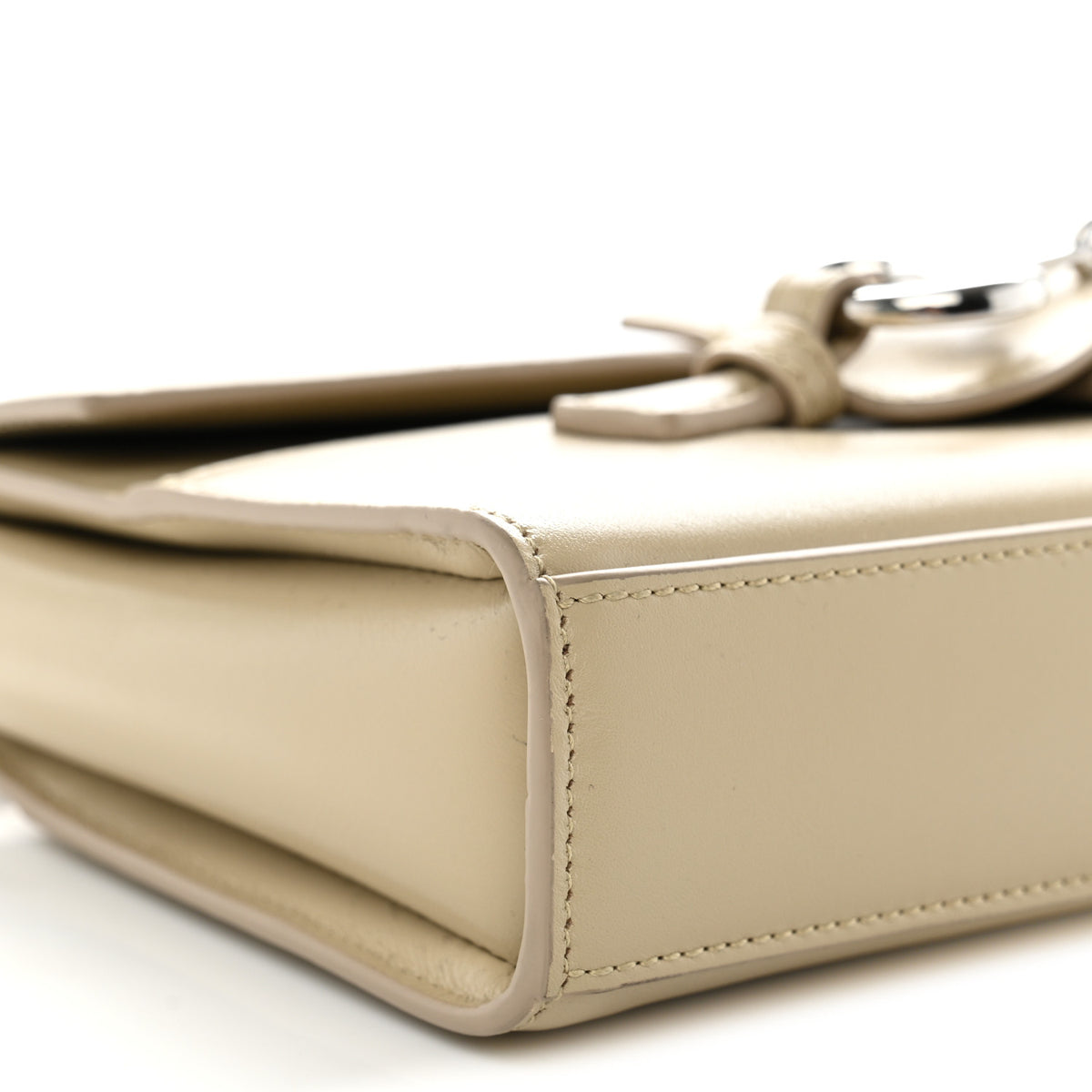 Glossy Calfskin Medium Ristretto Horsebit Flap Shoulder Bag Beige