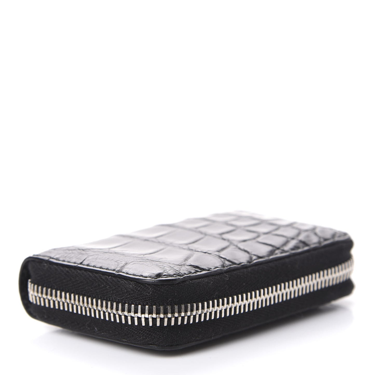 Crocodile Zip Around Card Case Black