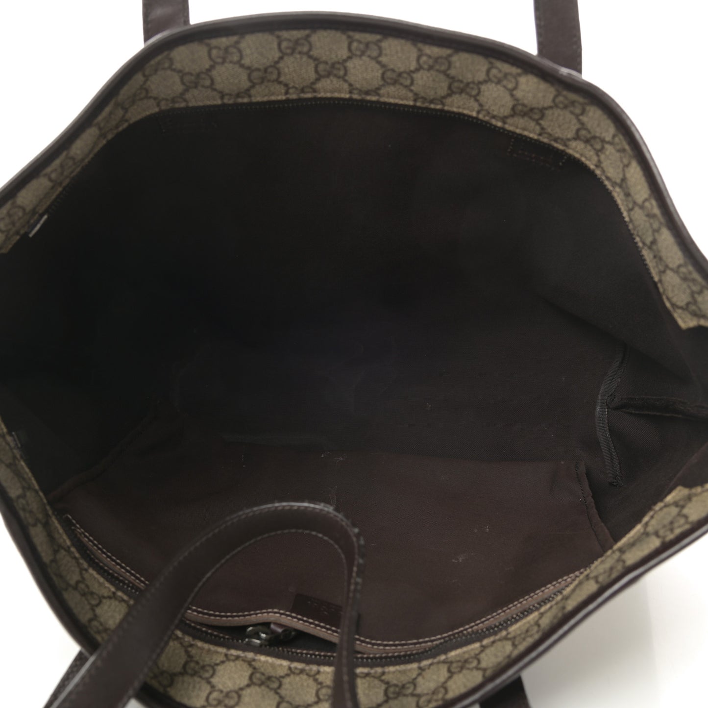 GG Supreme Monogram Medium Zippered Shopping Tote Dark Brown