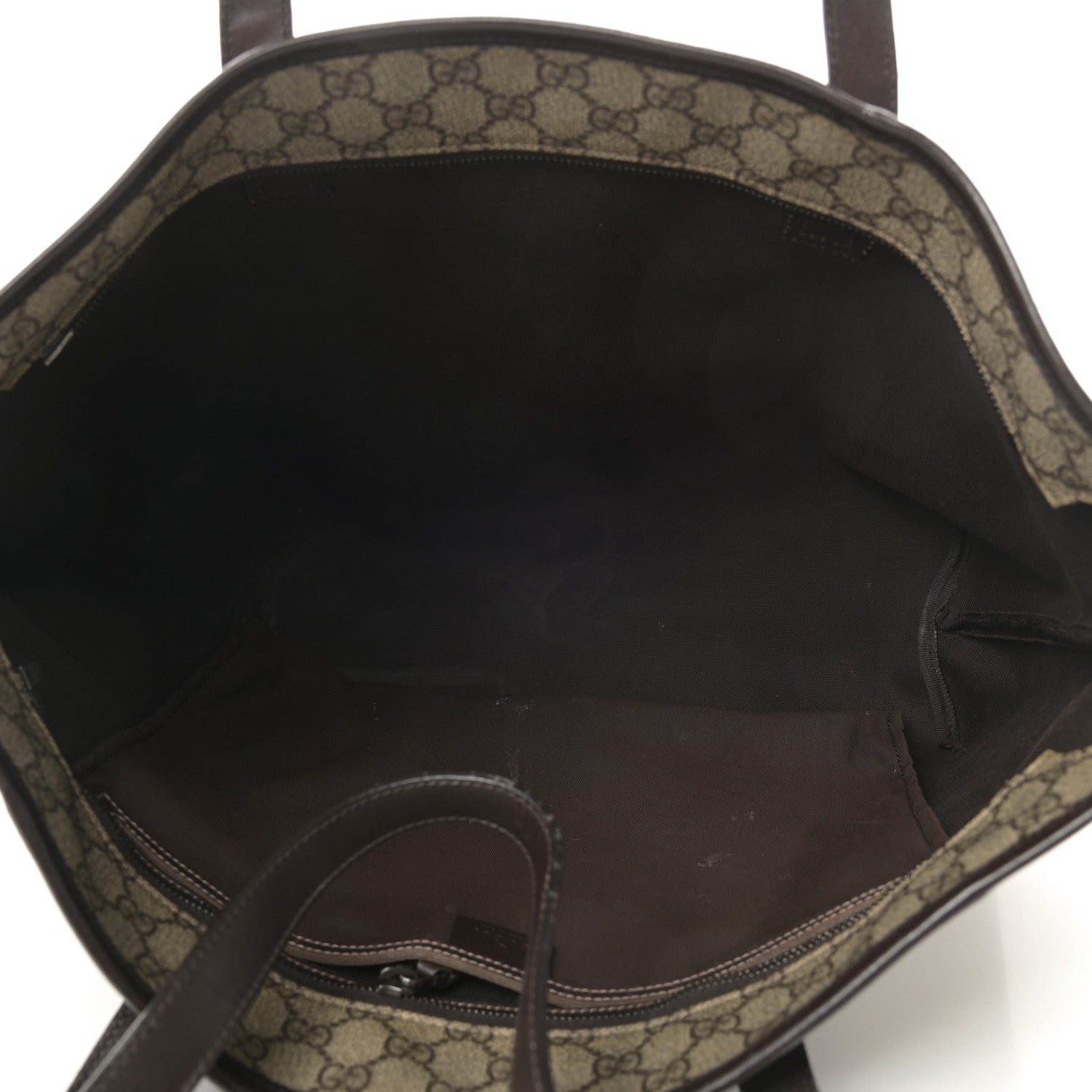 Gucci GG Supreme Monogram Medium Zippered Shopping Tote Dark Brown 5 of 15