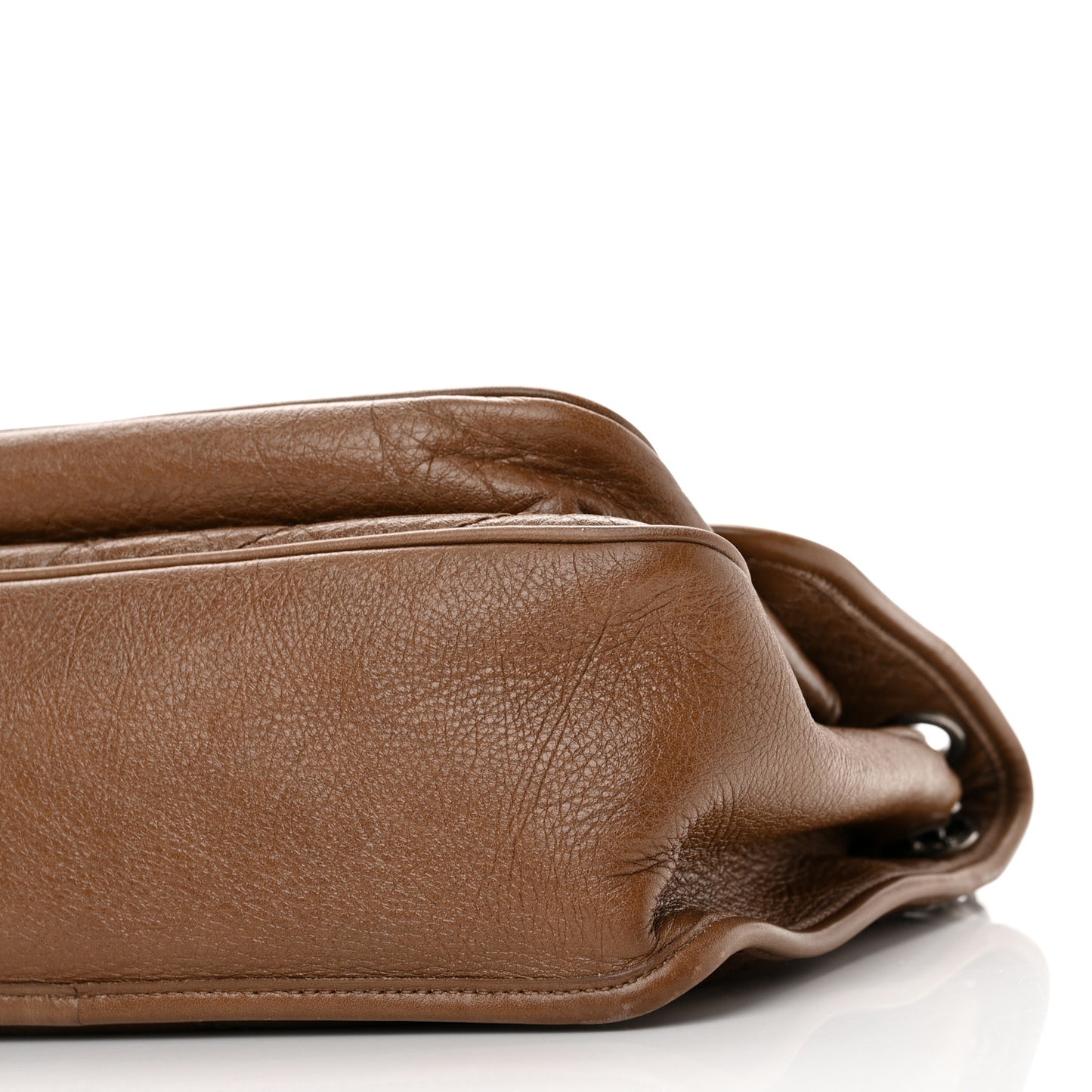 Crinkled Calfskin Matelasse Monogram Medium Niki Chain Satchel Tan Brown