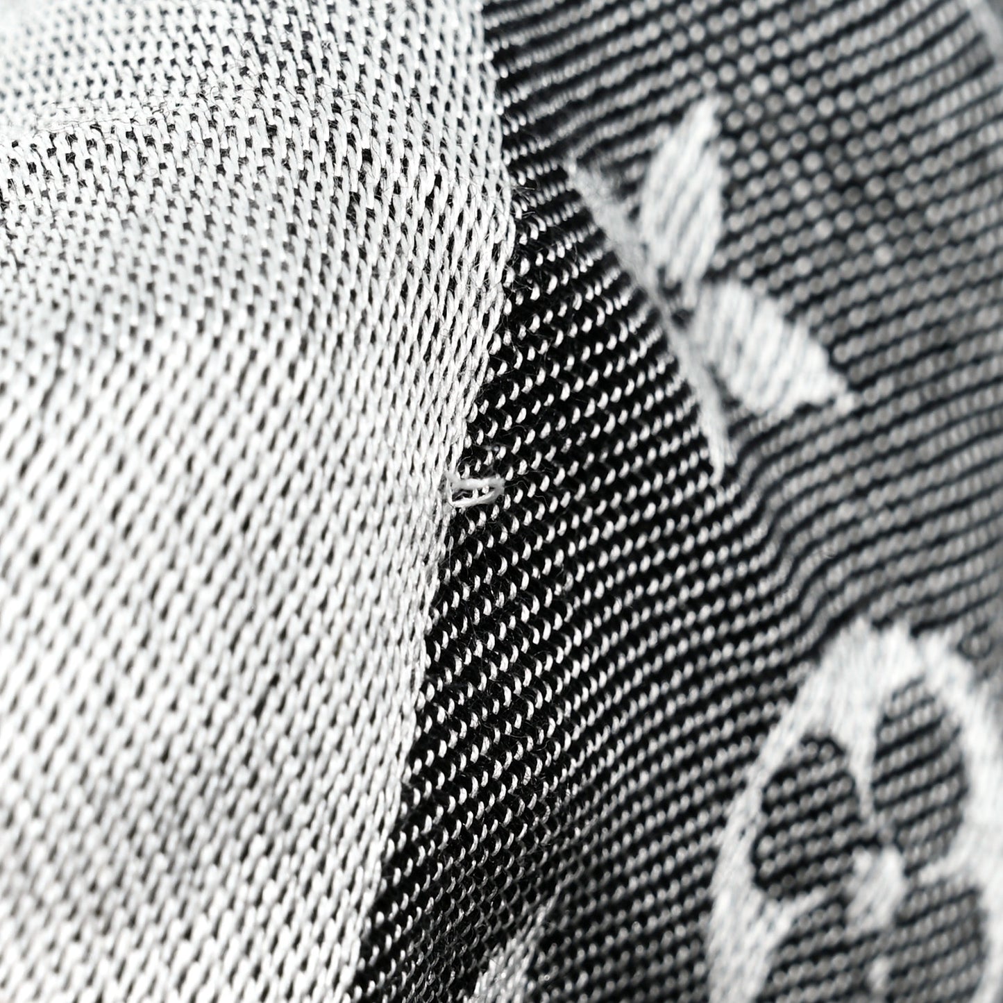 Silk Wool Monogram Denim Shawl Black