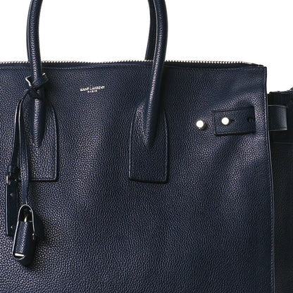 Saint Laurent Grained Calfskin Sac De Jour Souple North South Tote Navy 8 of 11