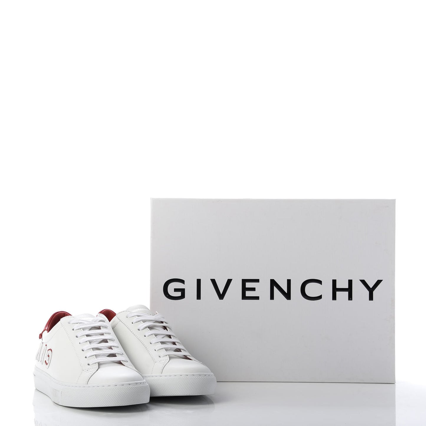 Calfskin Reverse Logo Womens Urban Street Sneakers 36.5 White Red
