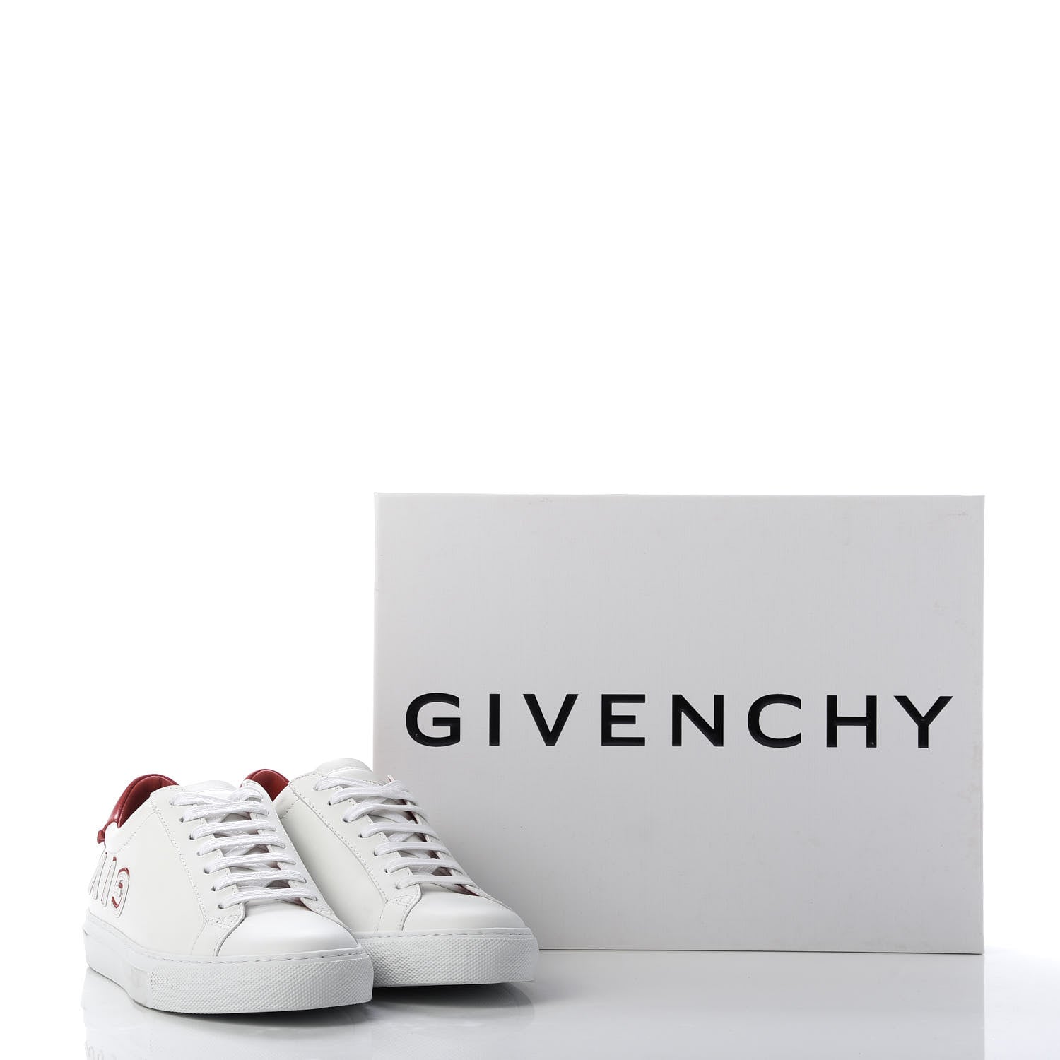 Givenchy Calfskin Reverse Logo Womens Urban Street Sneakers 36.5 White Red 10 of 10