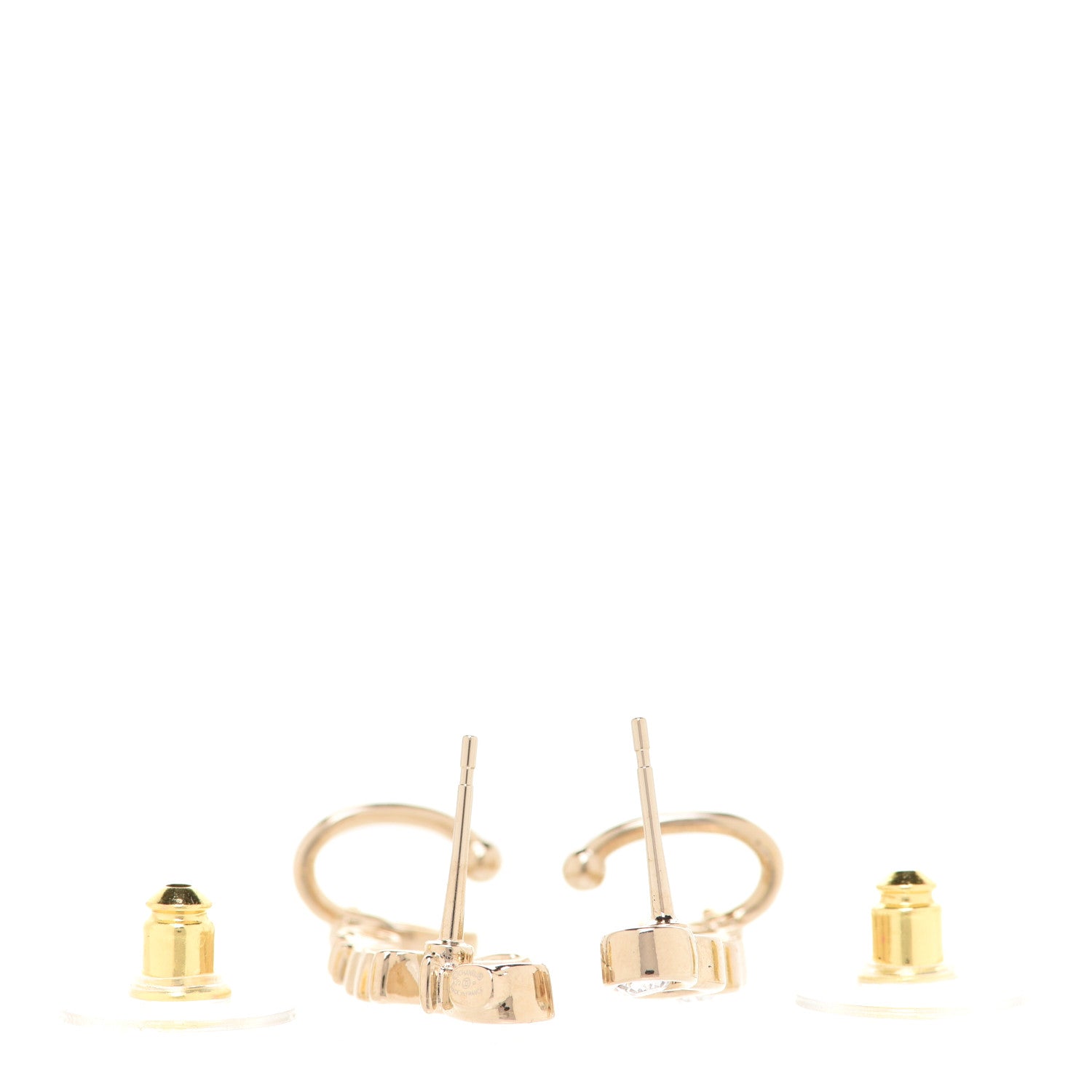 Chanel Metal Crystal Coco Script CC Climber Earrings Gold 3 of 5