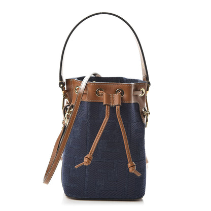 Fendi Denim Vitello King F is Fendi FF Embroidered Mini Mon Tresor Bucket Bag Blue Cuoio 1 of 10