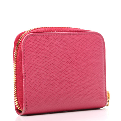 Prada Saffiano Metal Zip Coin Purse Peonia 3 of 10