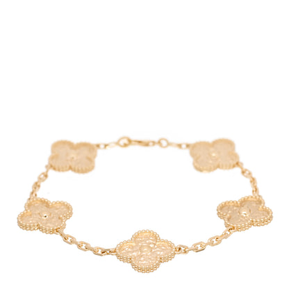 Van Cleef & Arpels 18K Yellow Gold 5 Motifs Vintage Alhambra Bracelet 1 of 5
