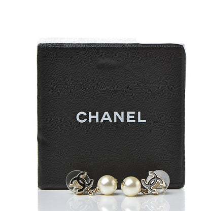 Chanel Pearl Enamel CC Drop Earrings Black Gold 5 of 5