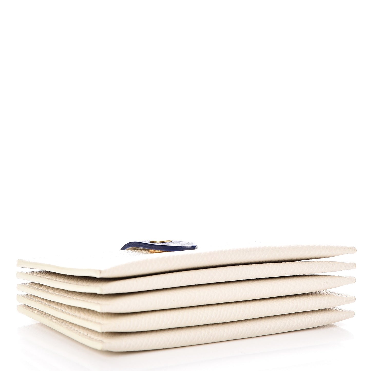 Grained Shiny Calfskin Accordion Card Holder White