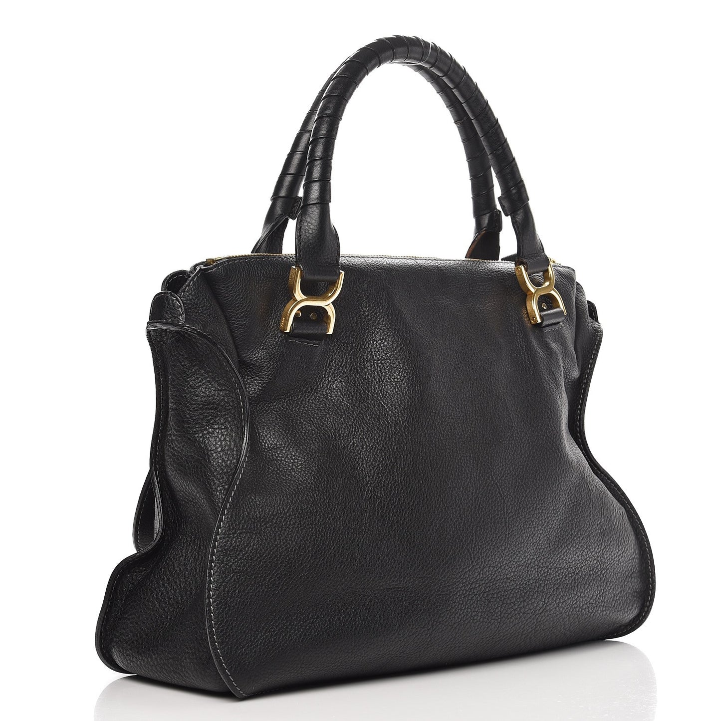 Calfskin Large Marcie Satchel Black