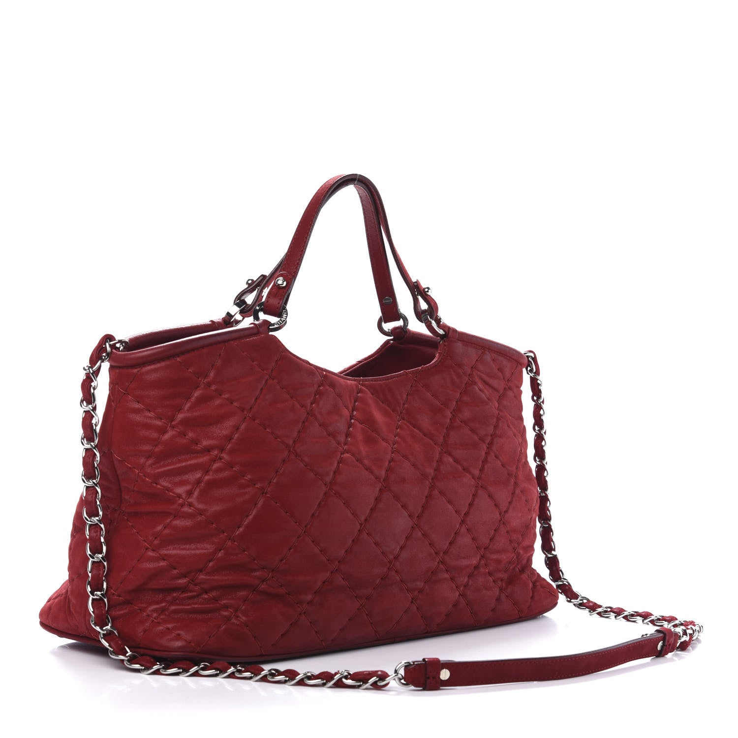 Chanel Iridescent Calfskin Quilted Small Sea Hit Tote Red 2 of 10