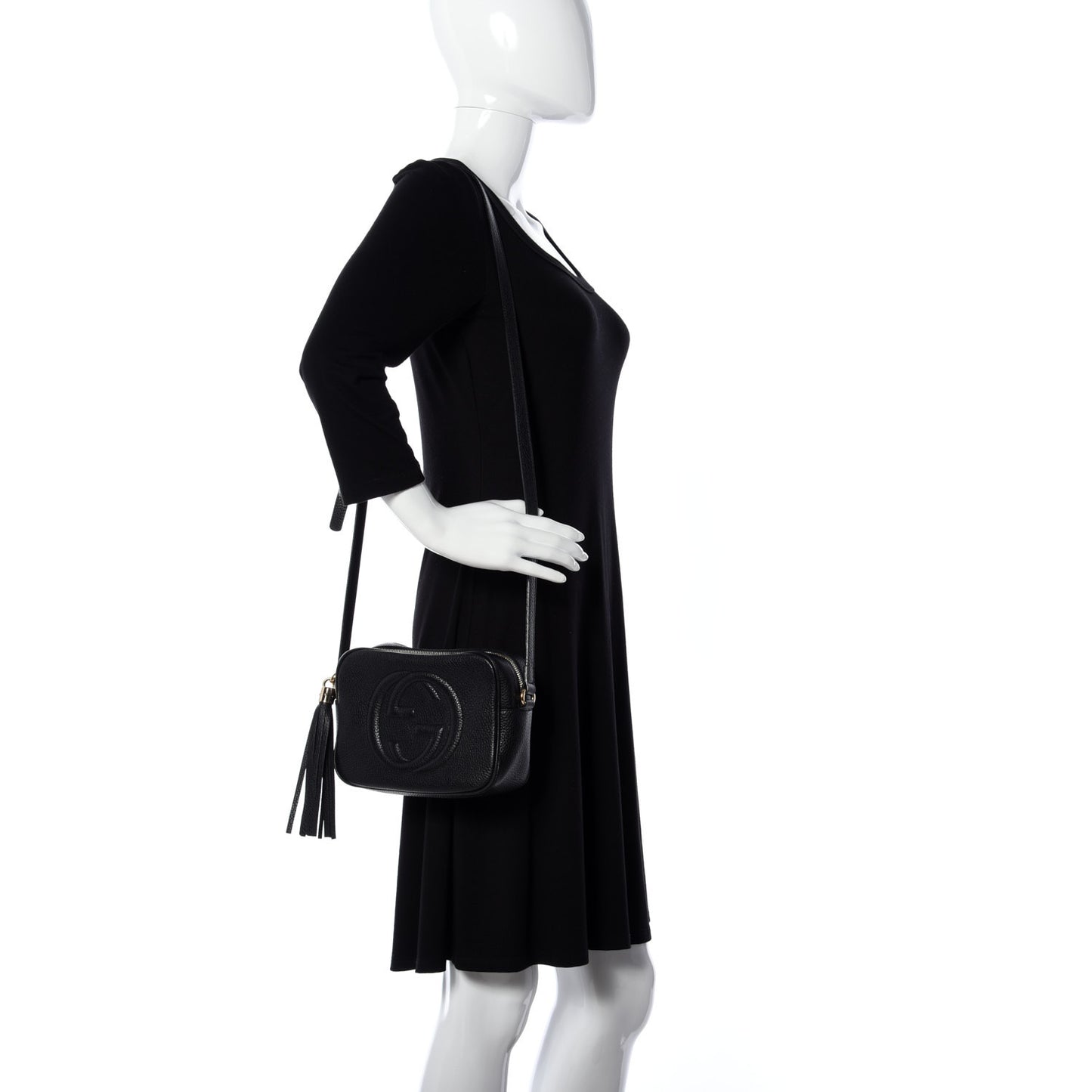 Pebbled Calfskin Small Soho Disco Bag Black