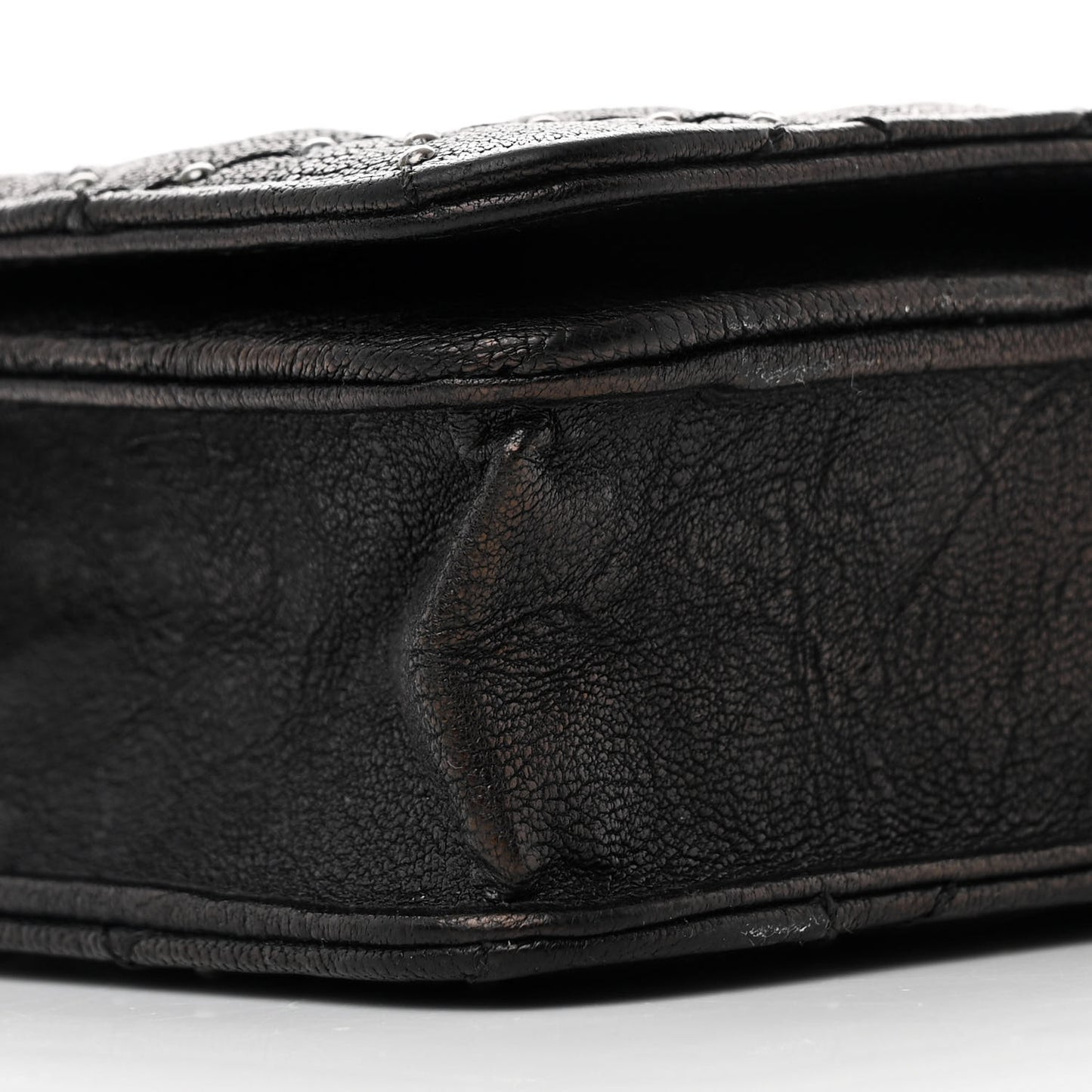 Crumpled Lambskin Studded Paris Dallas Wallet On Chain WOC Black