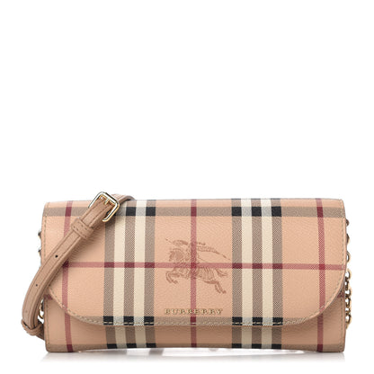 Burberry Haymarket Check Henley Wallet On Chain Mid Camel 1 of 10