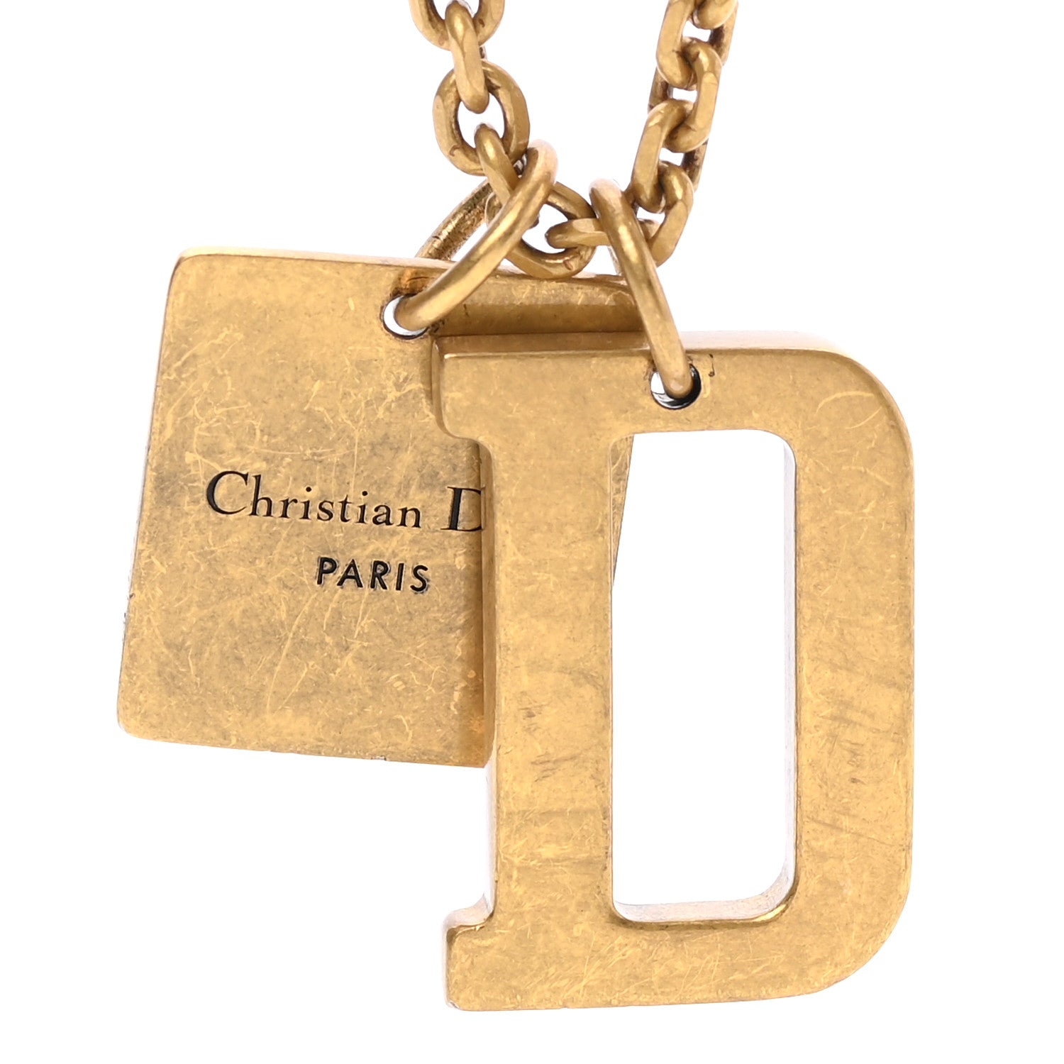 Christian Dior Metal D Letter Necklace Aged Gold 4 of 6