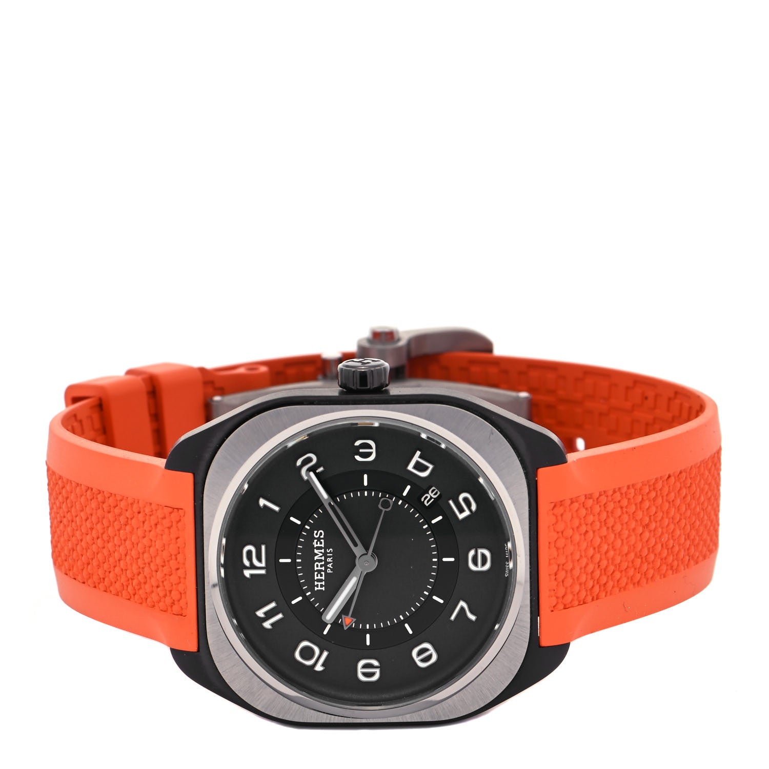 Hermes DLC Coated Titanium Rubber 39mm H08 Automatic Watch Orange 2 of 5