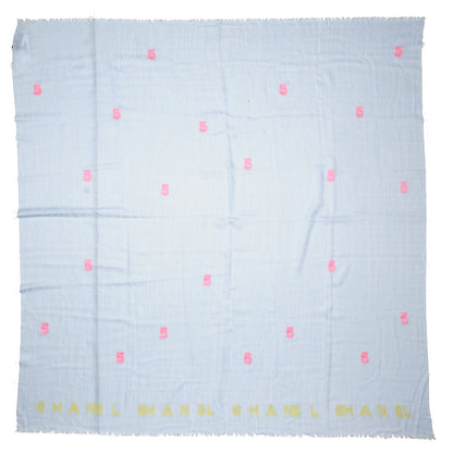 Chanel Silk Cashmere CC Square Scarf Light Blue 2 of 6