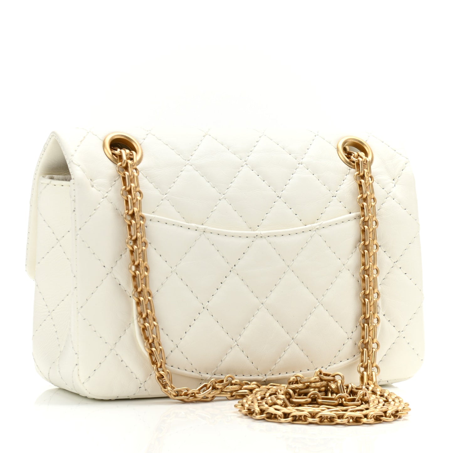 Aged Calfskin Quilted 2.55 Reissue Mini Flap White