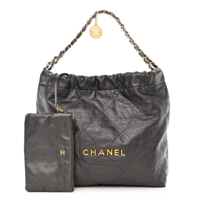 Chanel Metallic Calfskin Quilted Chanel 22 Ruthenium 1 of 12