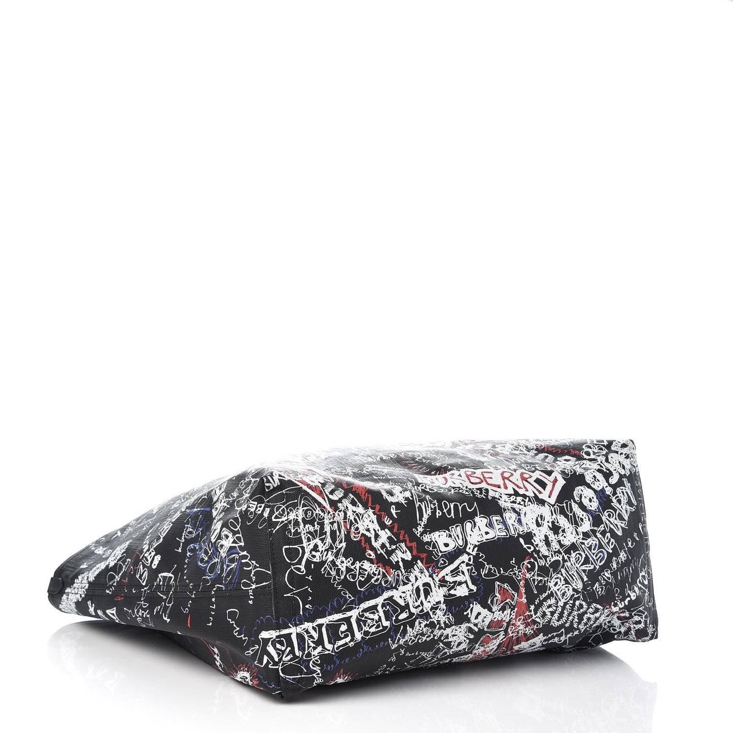 Coated Canvas Mega Check Sketchbook Medium Reversible Doodle Tote Black
