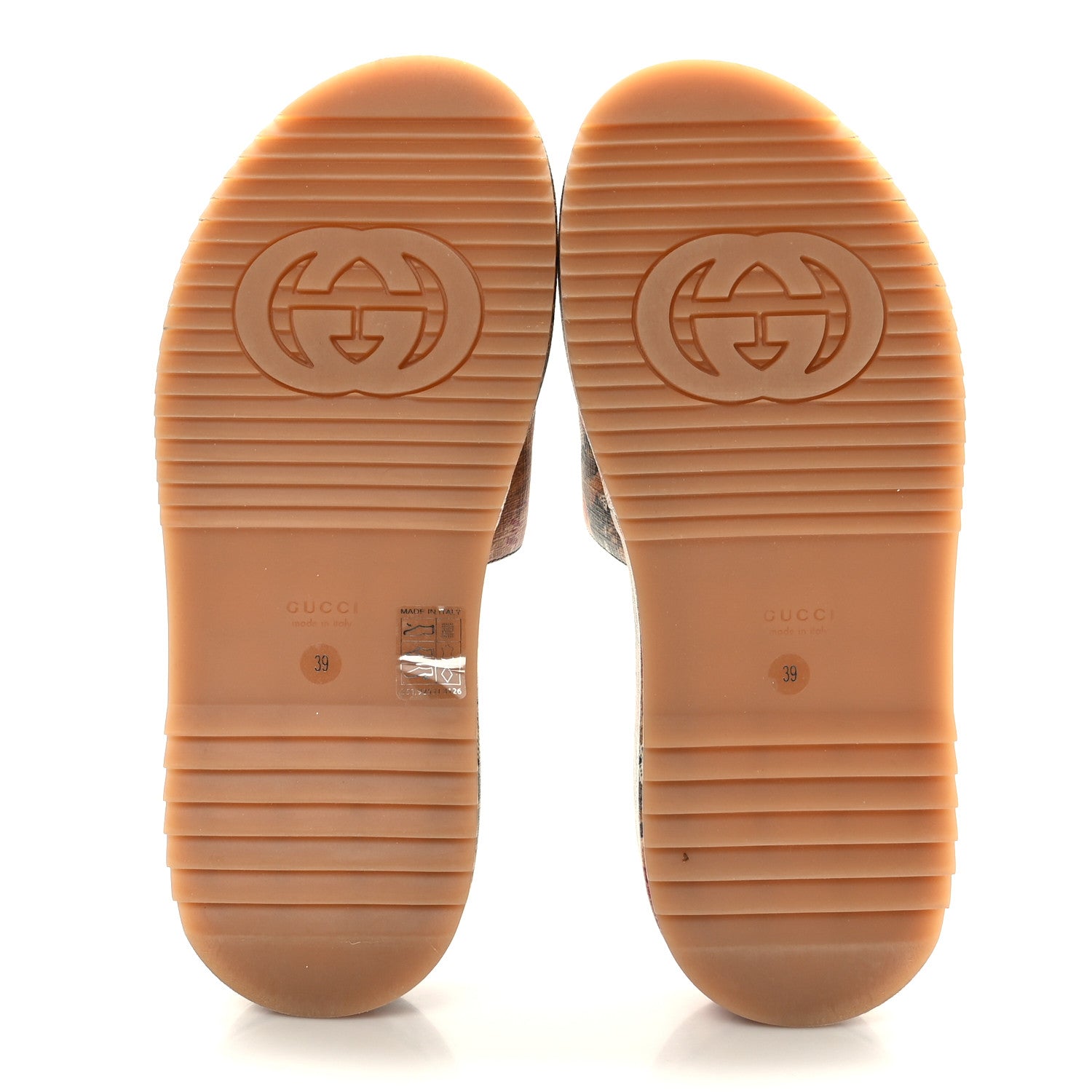 Gucci GG Supreme Monogram Water Flora Angelina Platform Slide Sandals 39 Beige Blue Multicolor 5 of 8