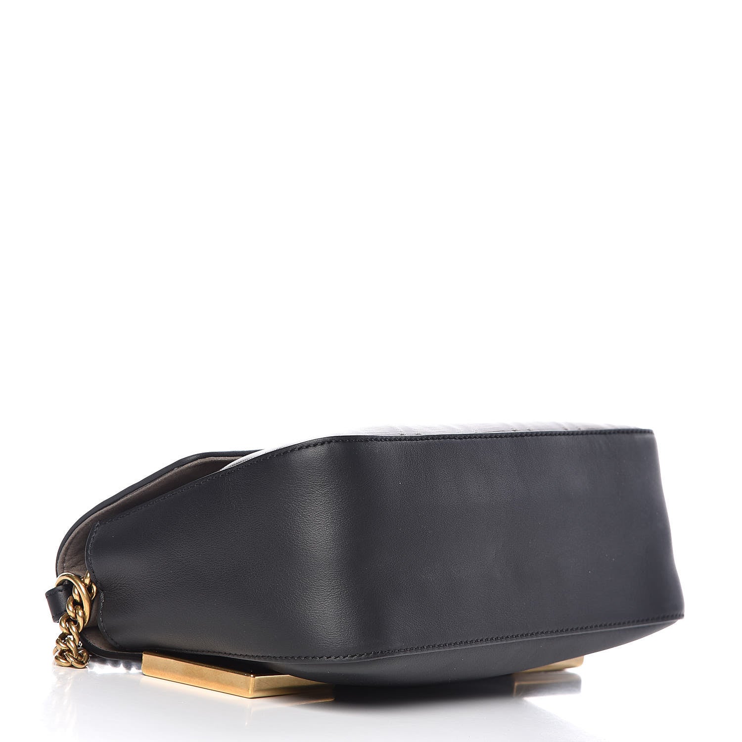Fendi Vitello Grace Glazed Fabric FF 1974 Double F Shoulder Bag Black Mogano Panna 5 of 11