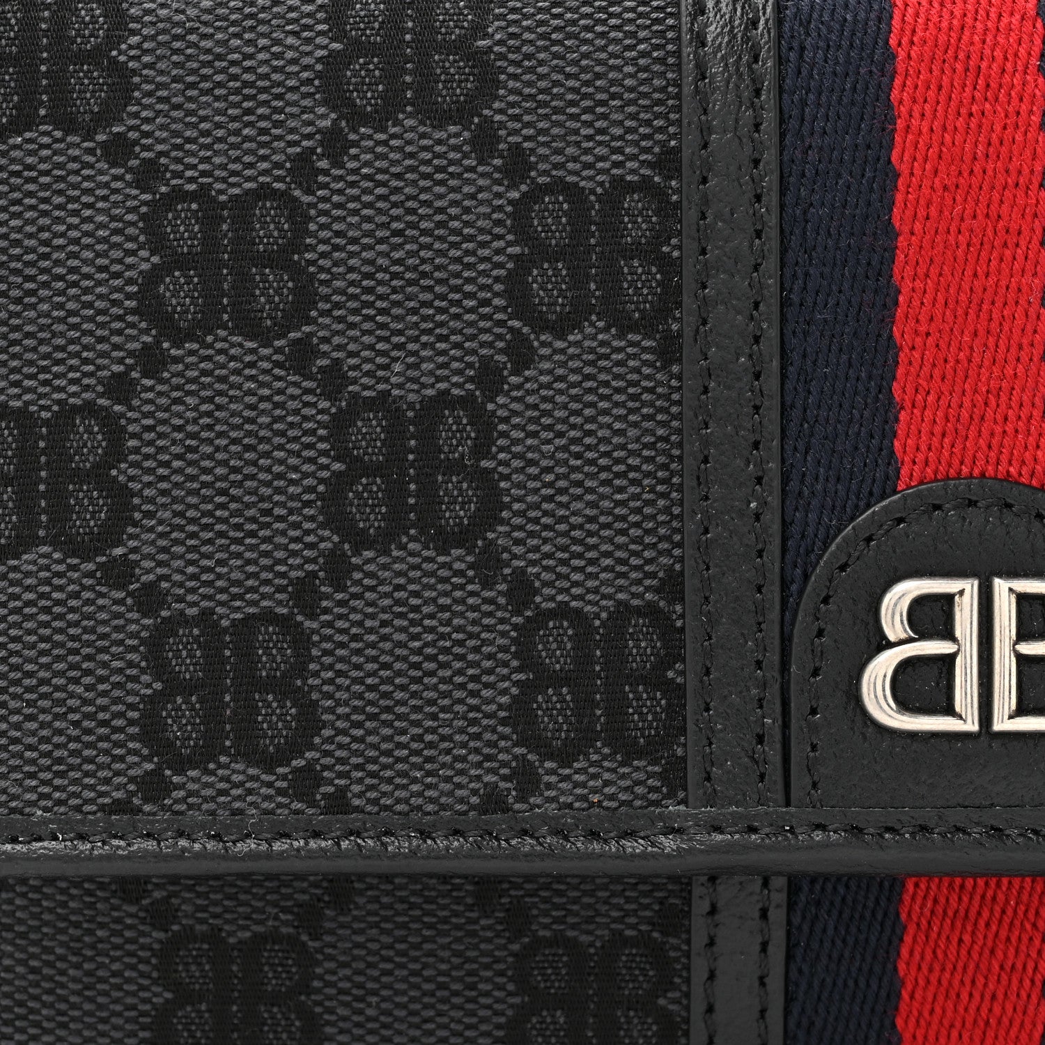 Gucci X BALENCIAGA BB Monogram Web Ophidia Crossbody Wallet Black 9 of 11