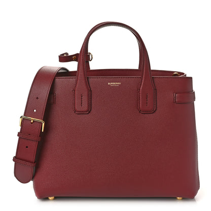 Burberry Derby Calfskin House Check Medium Banner Tote Crimson 1 of 8