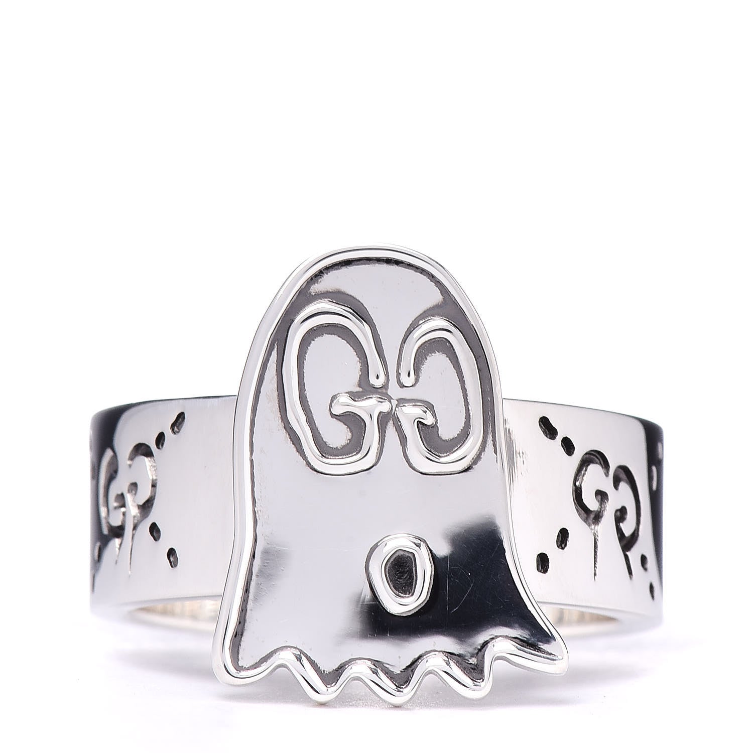 Gucci Sterling Silver GucciGhost Ghost Ring 64 10.75 1 of 8