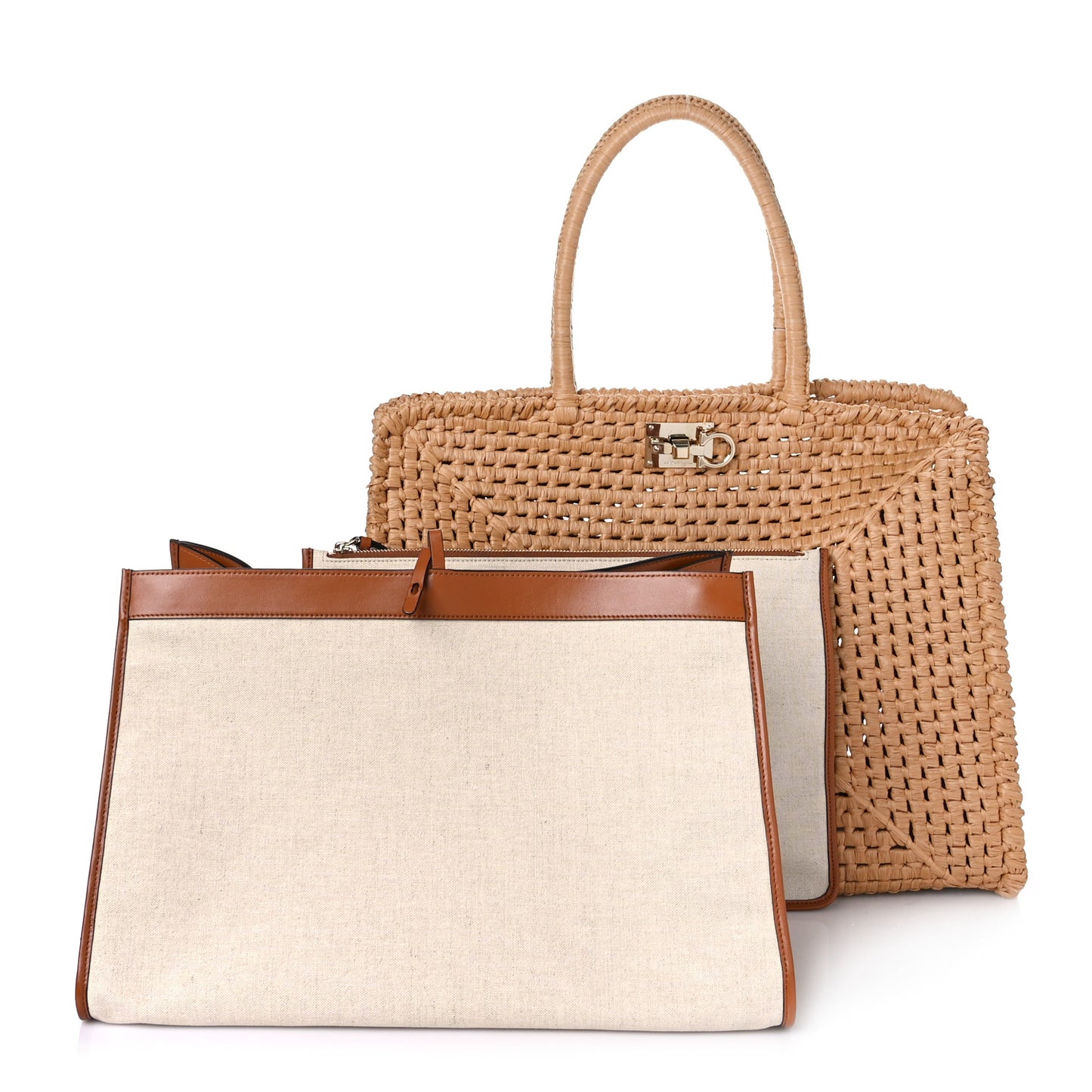 Raffia XL Studio Box Tote Natural